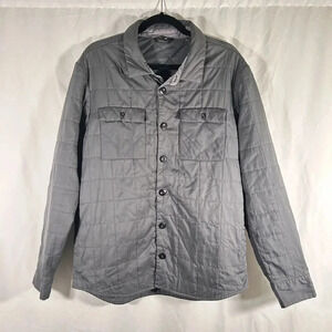Nike SB Jacket Women's Large Solid Grey Button Up Puffer Pockets Long